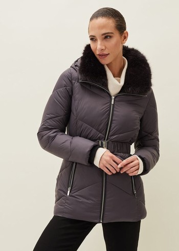 Phase Eight Krissy High Shine Puffer Coats Blue/Grey USA | 1745386-YG